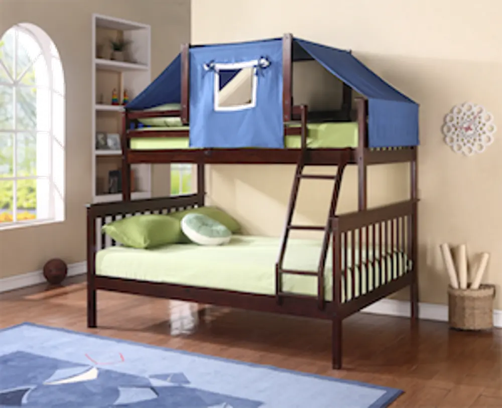 Dark Brown Twin-over-Full Bunk Bed with Tent - Craftsman-1