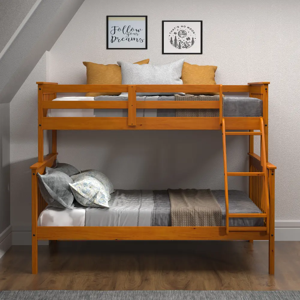 Honey Brown Twin-over-Full Bunk Bed - Craftsman-1