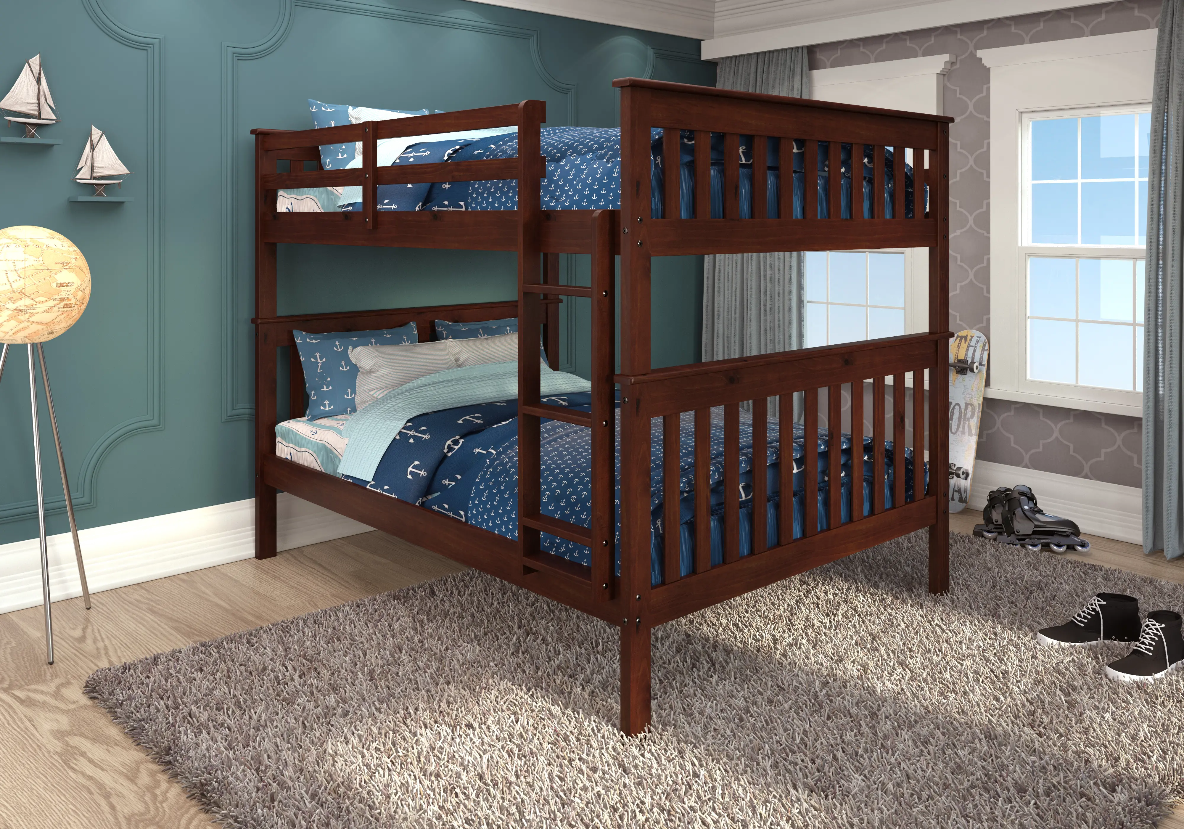 123-3-FFCP Dark Cappuccino Brown Full-over-Full Bunk Bed - Cr sku 123-3-FFCP