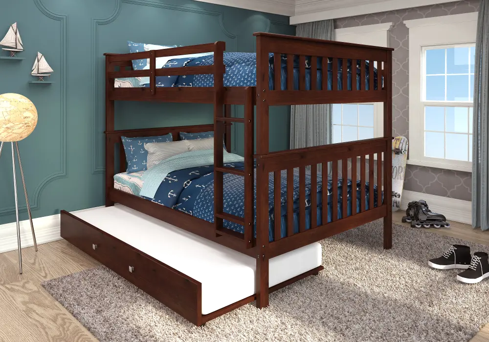 Craftsman Brown Full-over-Full Bunk Bed with Trundle-1