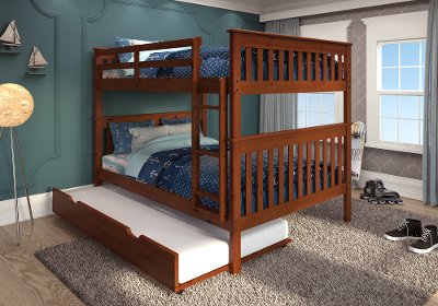 Dark Brown Full Over Bunk Bed With, Full Over Full Bunk Bed With Trundle