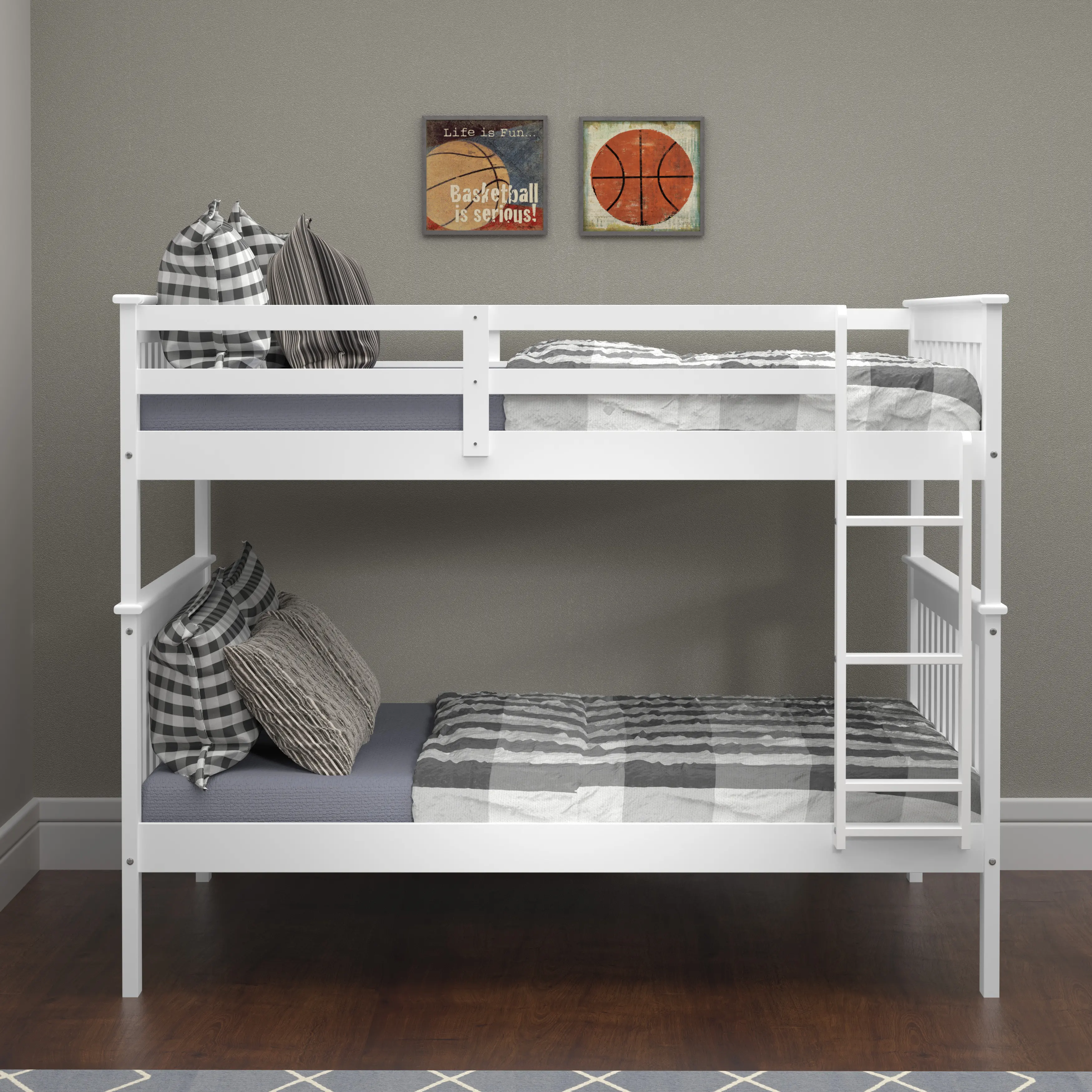 Mission White Full-over-Full Bunk Bed - Craftsman