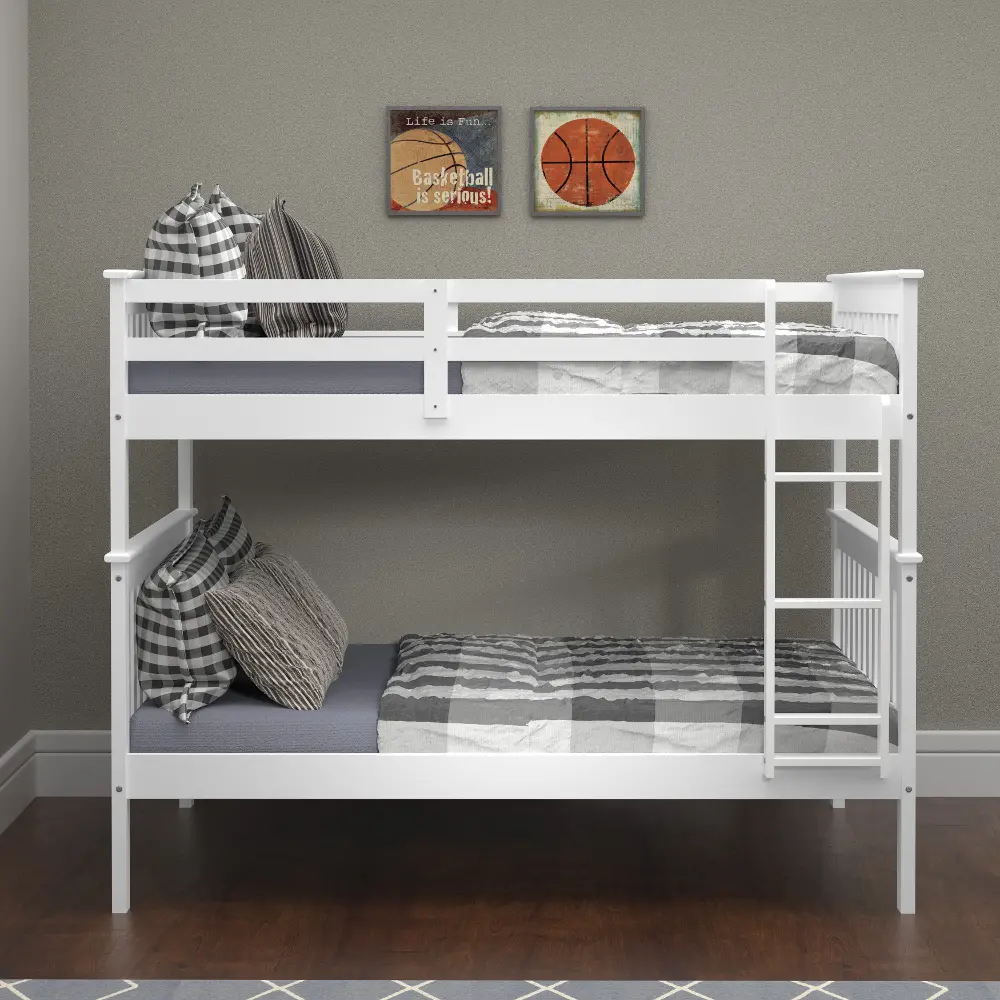 Mission White Full-over-Full Bunk Bed - Craftsman-1