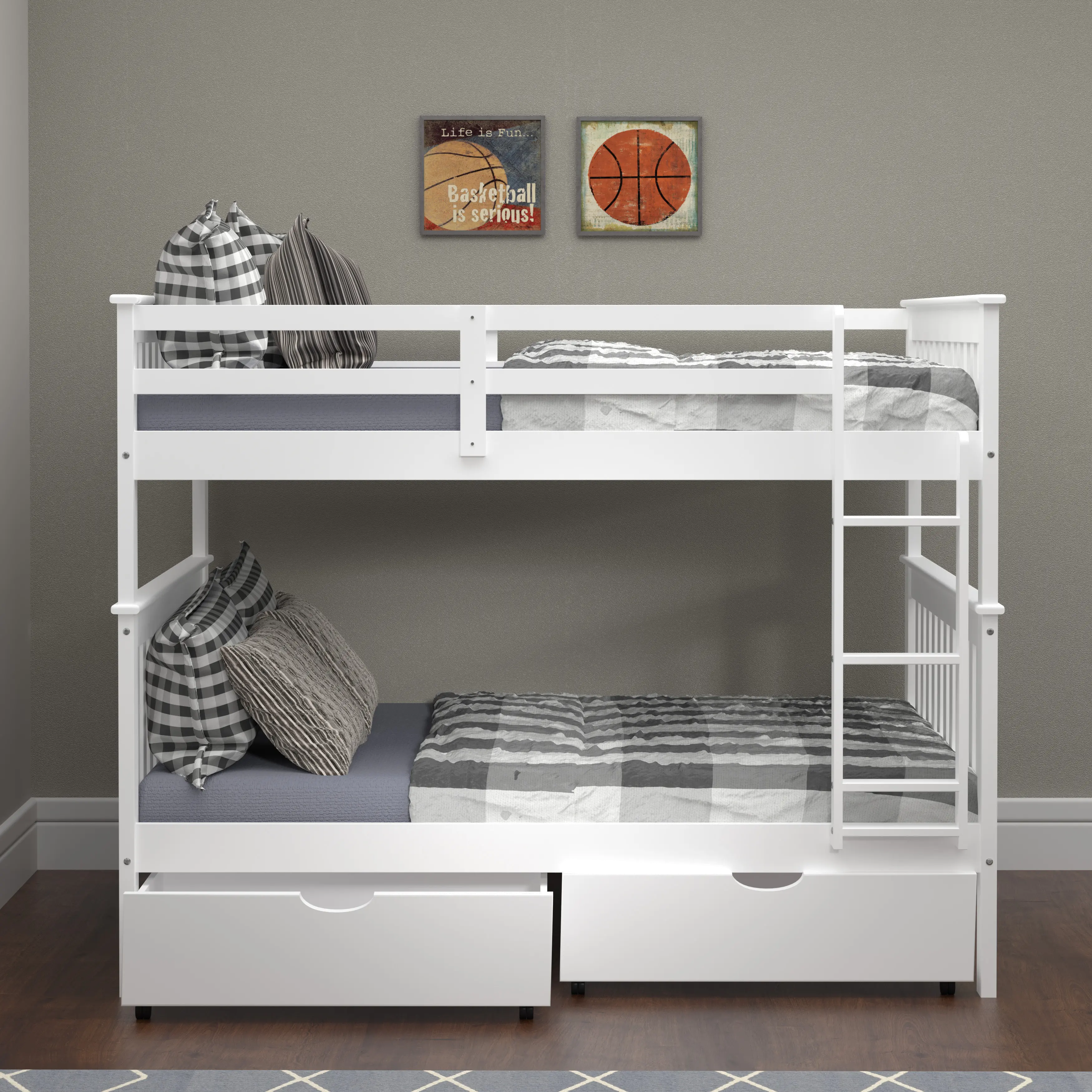 123-3-FFW505-W Mission White Full-over-Full Bunk Bed with Storage sku 123-3-FFW505-W