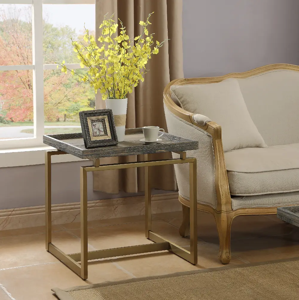 13639 Biscayne Brown and Gold End Table-1