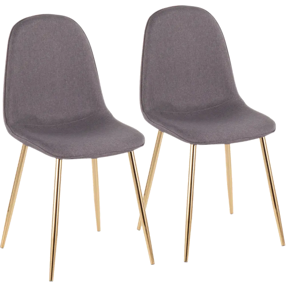 CH-PEBBLE AUCHAR2 Contemporary Gray and Gold Dining Room Chair (Set of 2) - Pebble-1