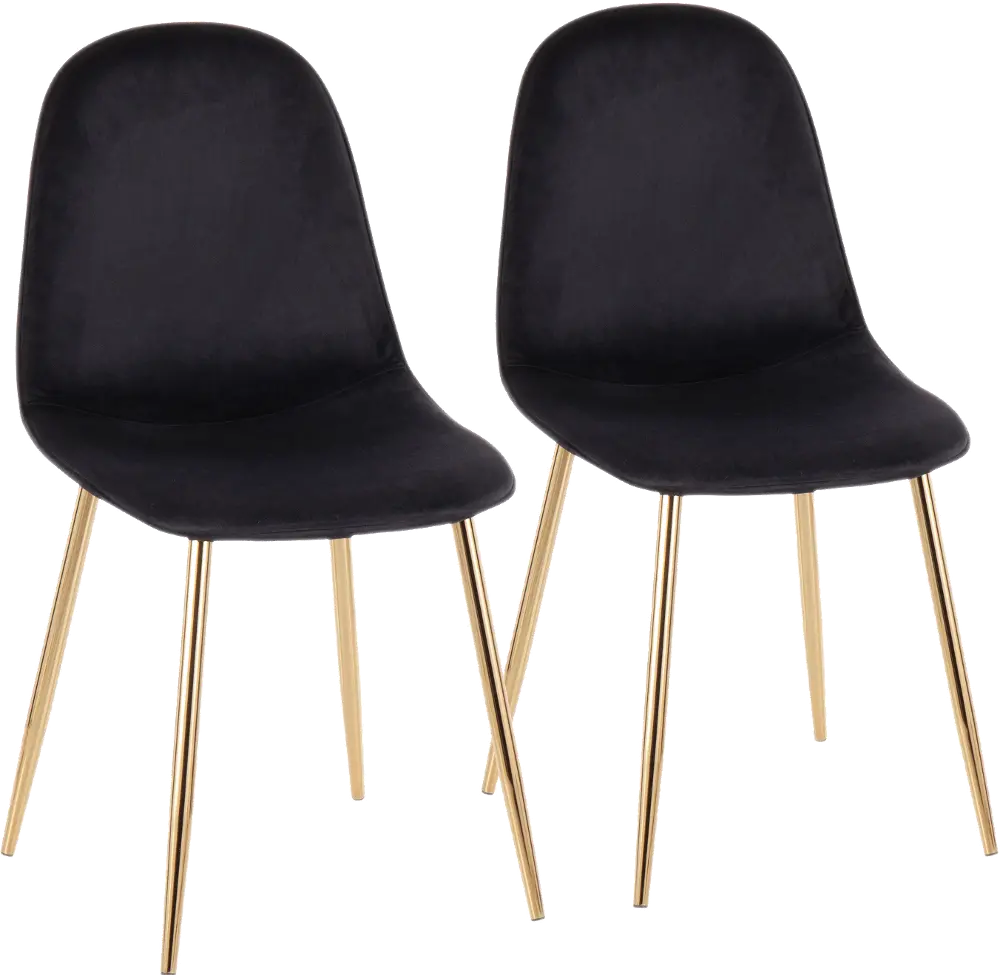 CH-PEBBLE AUVBK2 Contemporary Black and Gold Dining Room Chair (Set of 2) - Pebble-1
