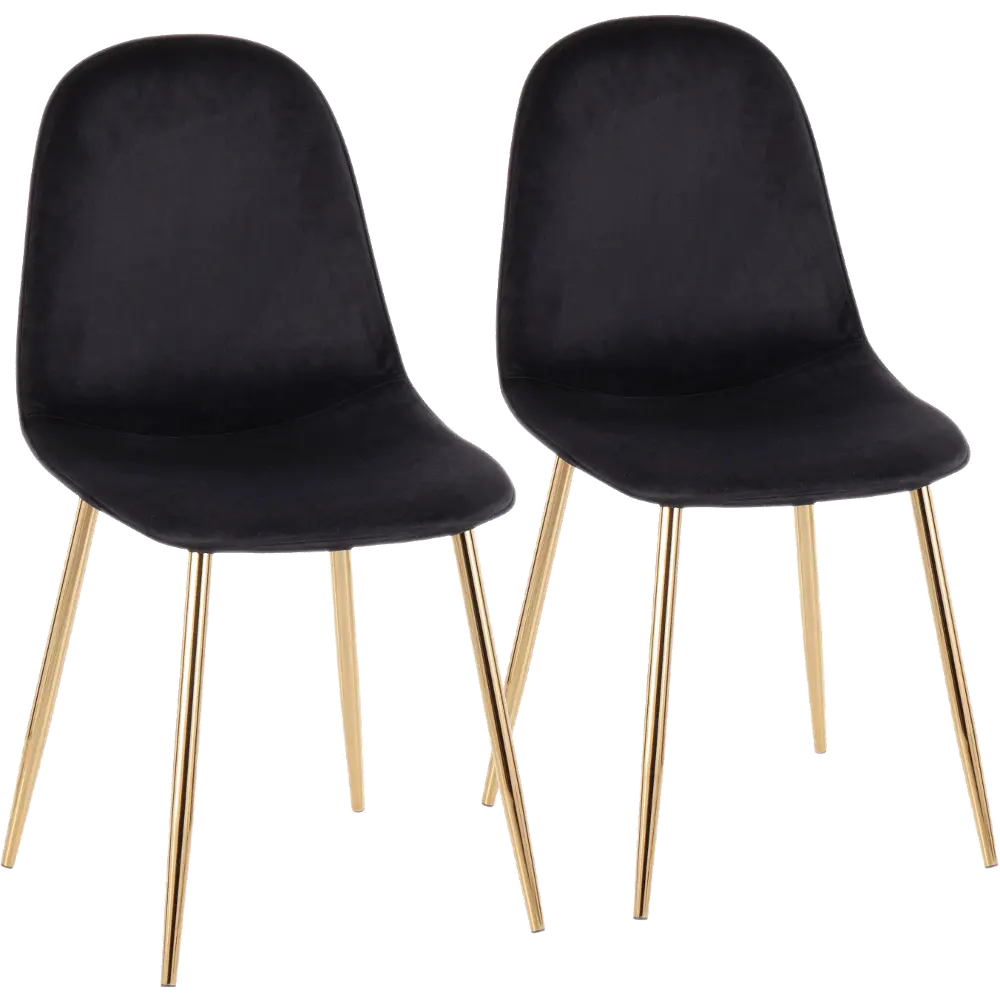 CH-PEBBLE AUVBK2 Contemporary Black and Gold Dining Room Chair (Set of 2) - Pebble-1