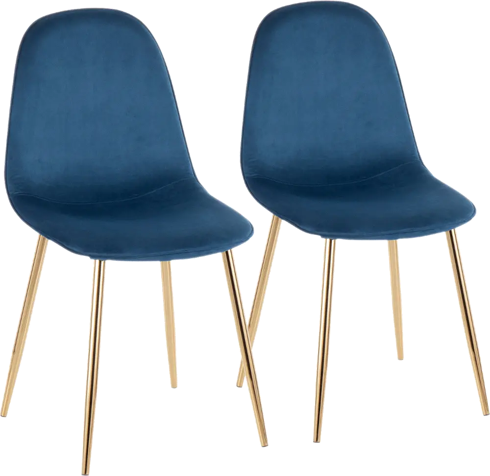 CH-PEBBLE AUVBU2 Contemporary Blue and Gold Dining Room Chair (Set of 2) - Pebble-1