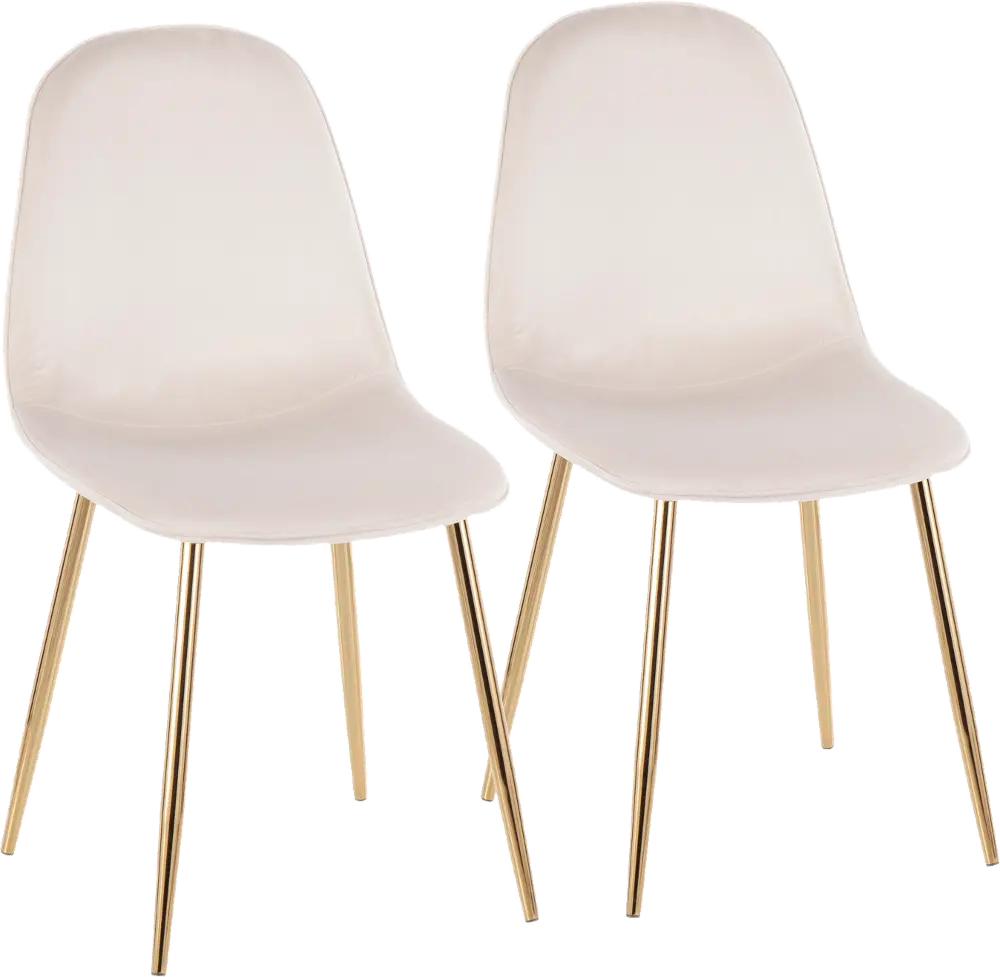 CH-PEBBLE AUVCR2 Contemporary Cream and Gold Dining Room Chair (Set of 2) - Pebble-1