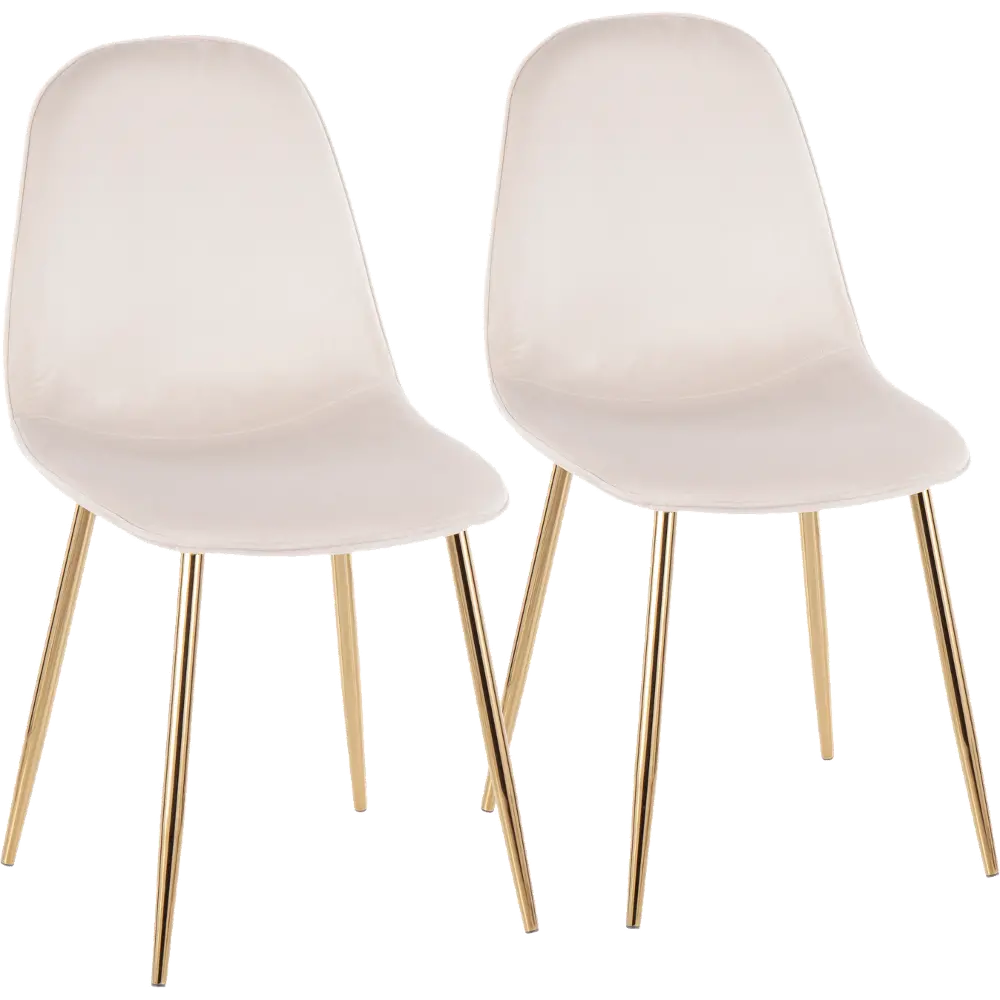 CH-PEBBLE AUVCR2 Contemporary Cream and Gold Dining Room Chair (Set of 2) - Pebble-1