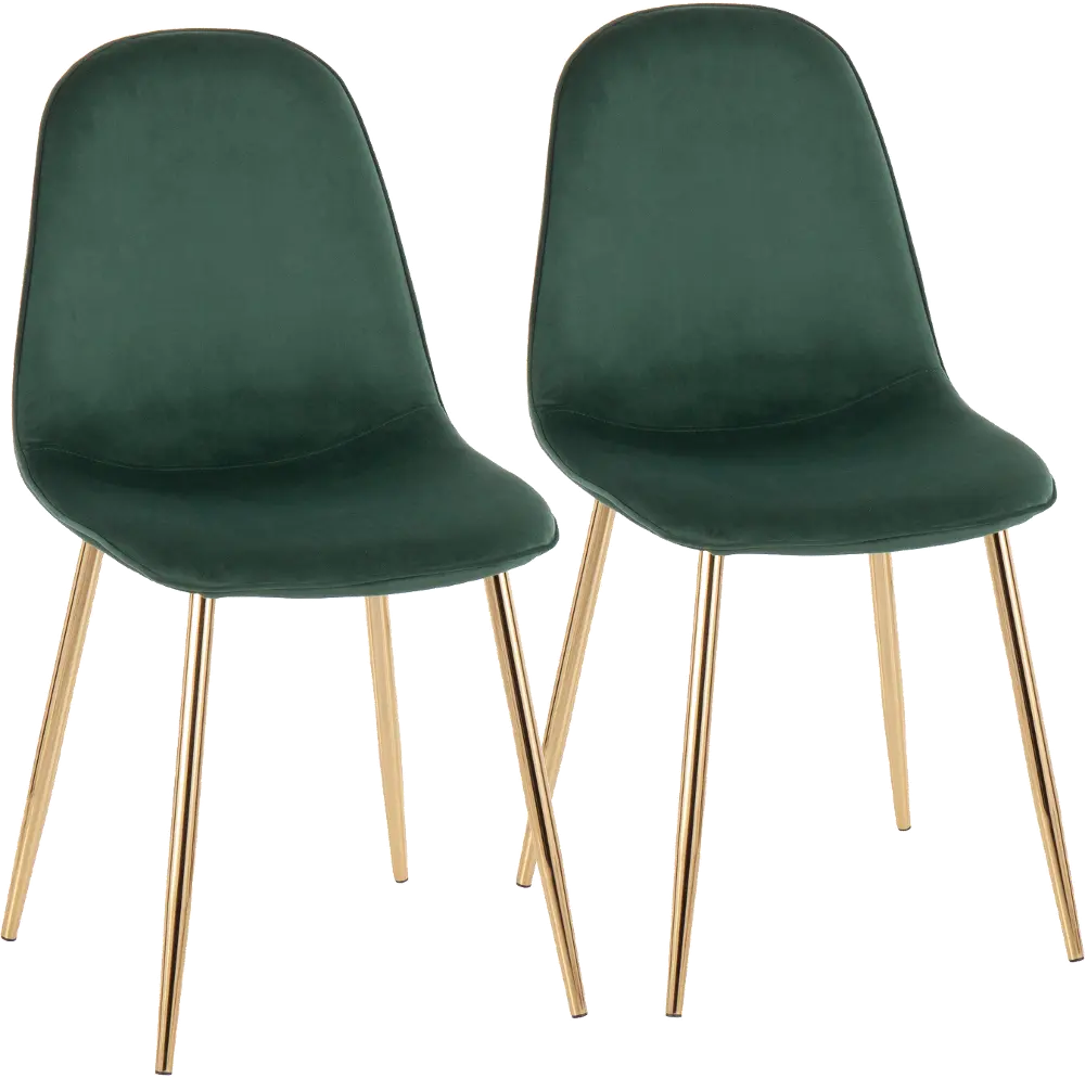CH-PEBBLE AUVGN2 Contemporary Green and Gold Dining Room Chair (Set of 2) - Pebble-1
