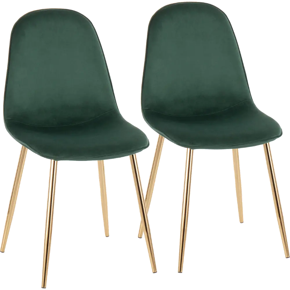CH-PEBBLE AUVGN2 Contemporary Green and Gold Dining Room Chair (Set of 2) - Pebble-1