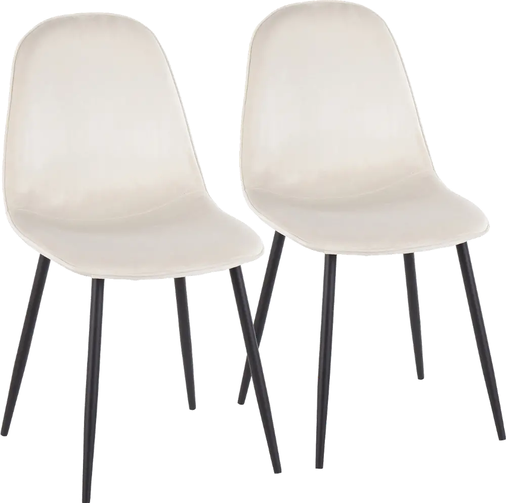 CH-PEBBLE BKVCR2 Contemporary Cream and Black Dining Room Chair (Set of 2) - Pebble-1