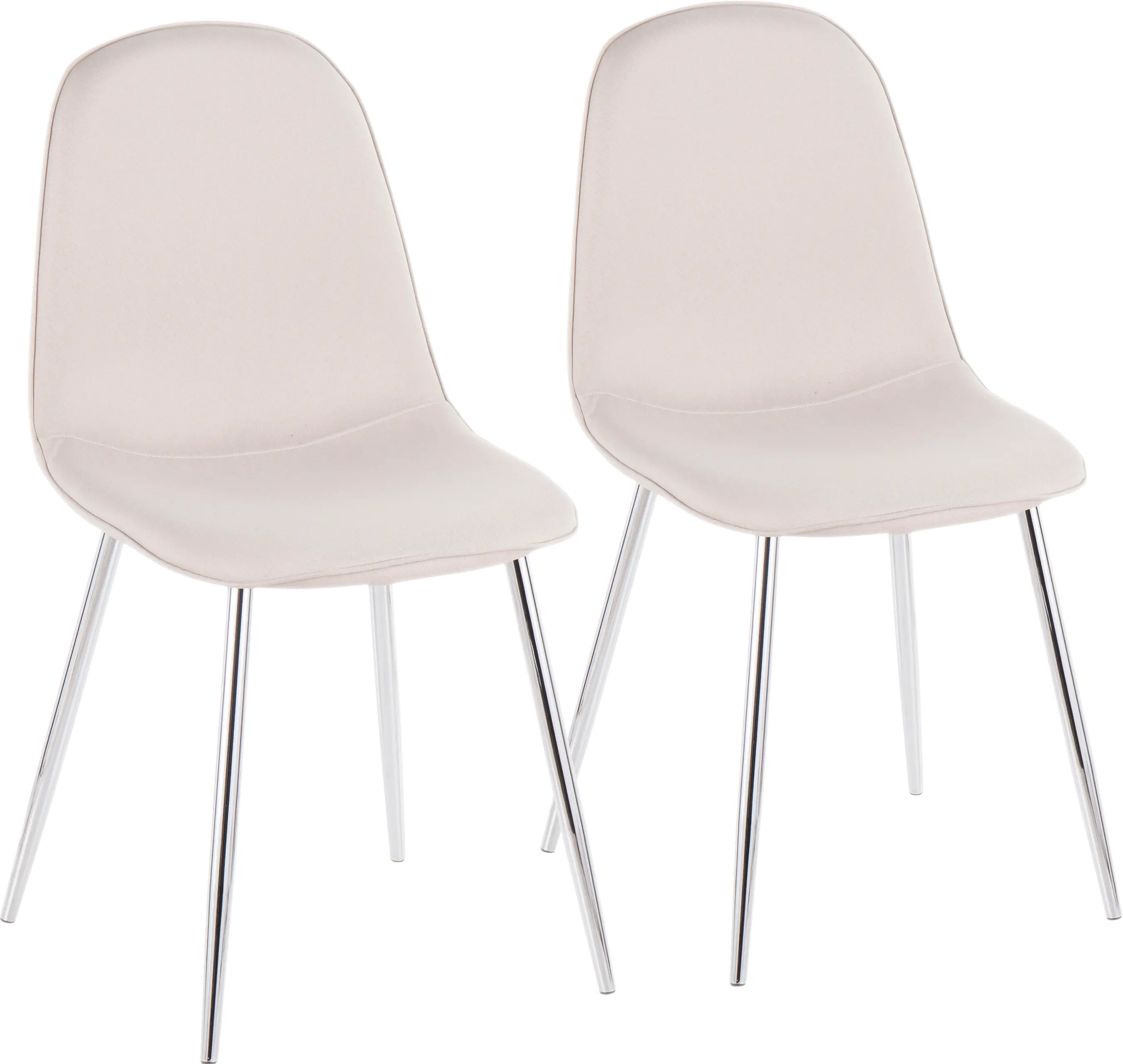Contemporary Beige and Chrome Dining Room Chair (Set of 2) - Pebble