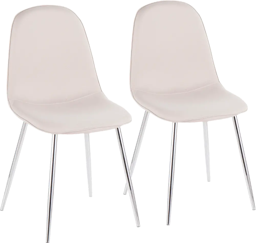 CH-PEBBLE SVBG2 Contemporary Beige and Chrome Dining Room Chair (Set of 2) - Pebble-1