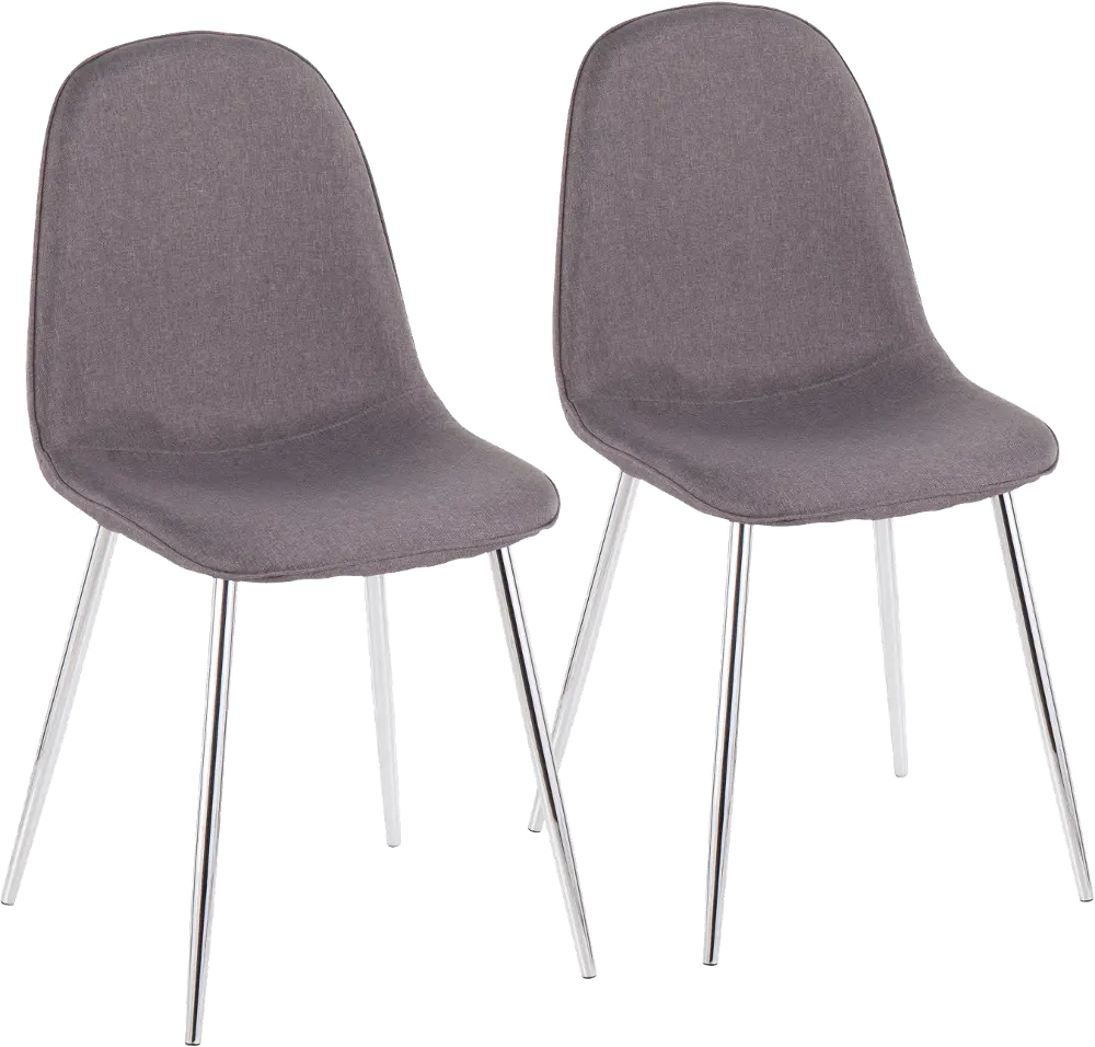 CH-PEBBLE SVCHAR2 Contemporary Gray and Chrome Dining Room Chair (Set of 2) - Pebble-1