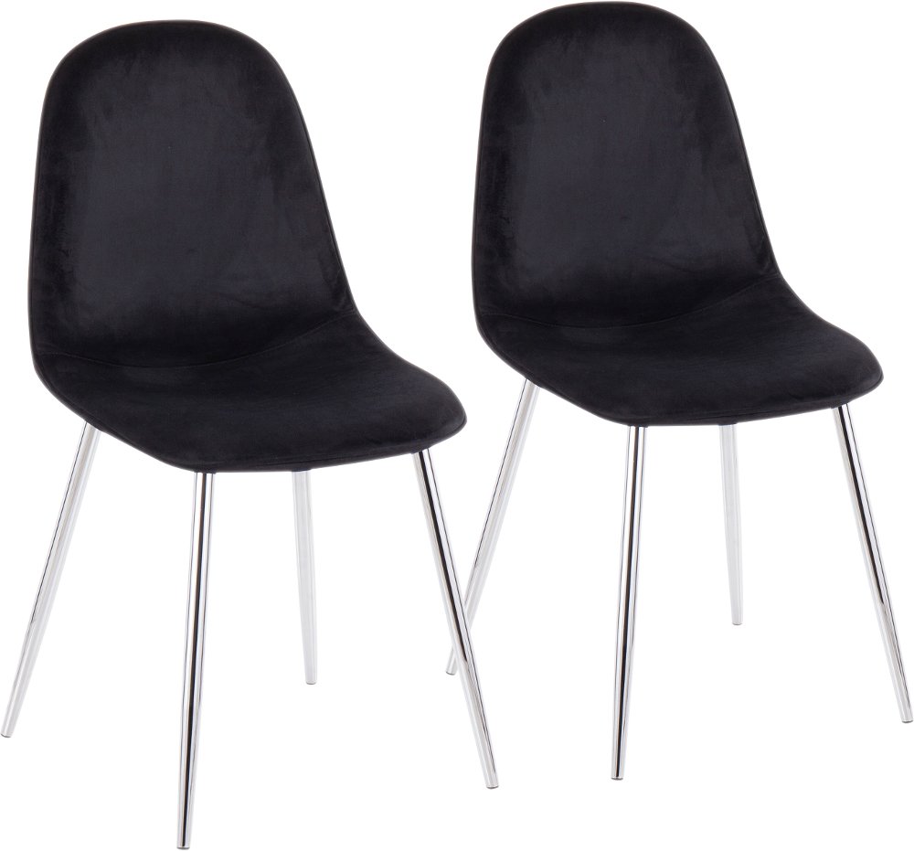 Contemporary Black and Chrome Dining Room Chair (Set of 2) - Pebble