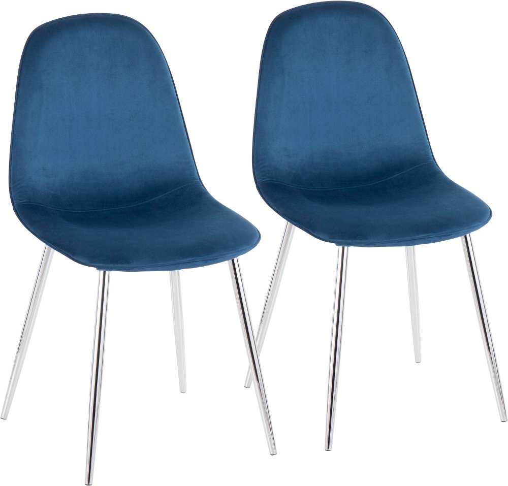 Contemporary Blue and Chrome Dining Room Chair (Set of 2) - Pebble