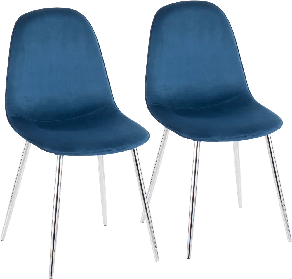 CH-PEBBLE SVVBU2 Contemporary Blue and Chrome Dining Room Chair (Set of 2) - Pebble-1