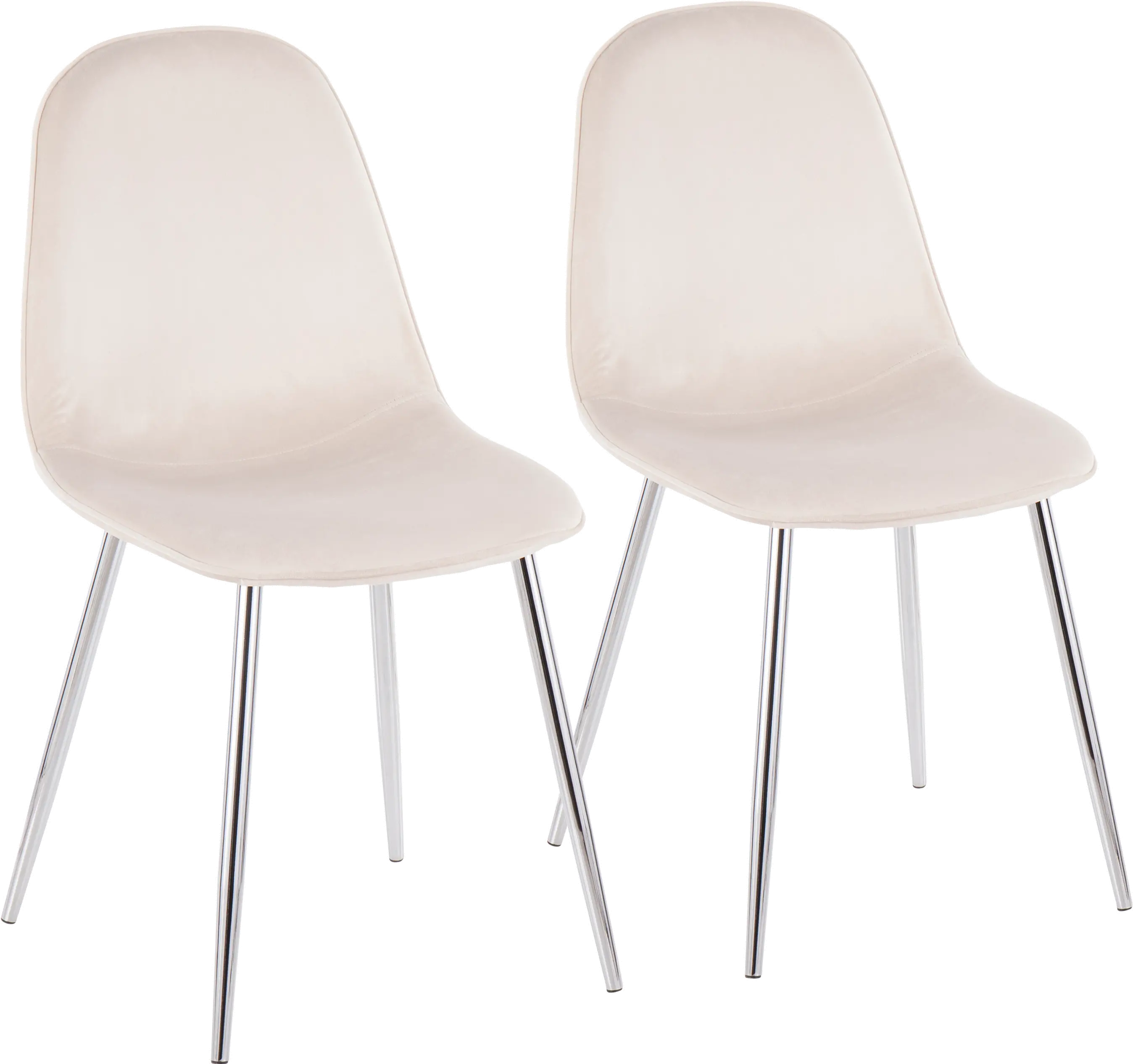 Contemporary Cream and Chrome Dining Room Chair (Set of 2) - Pebble