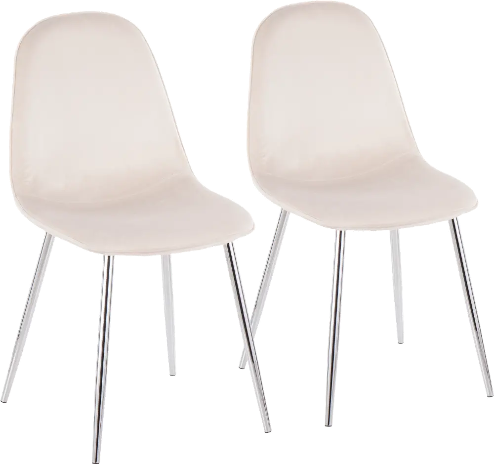 CH-PEBBLE SVVCR2 Contemporary Cream and Chrome Dining Room Chair (Set of 2) - Pebble-1