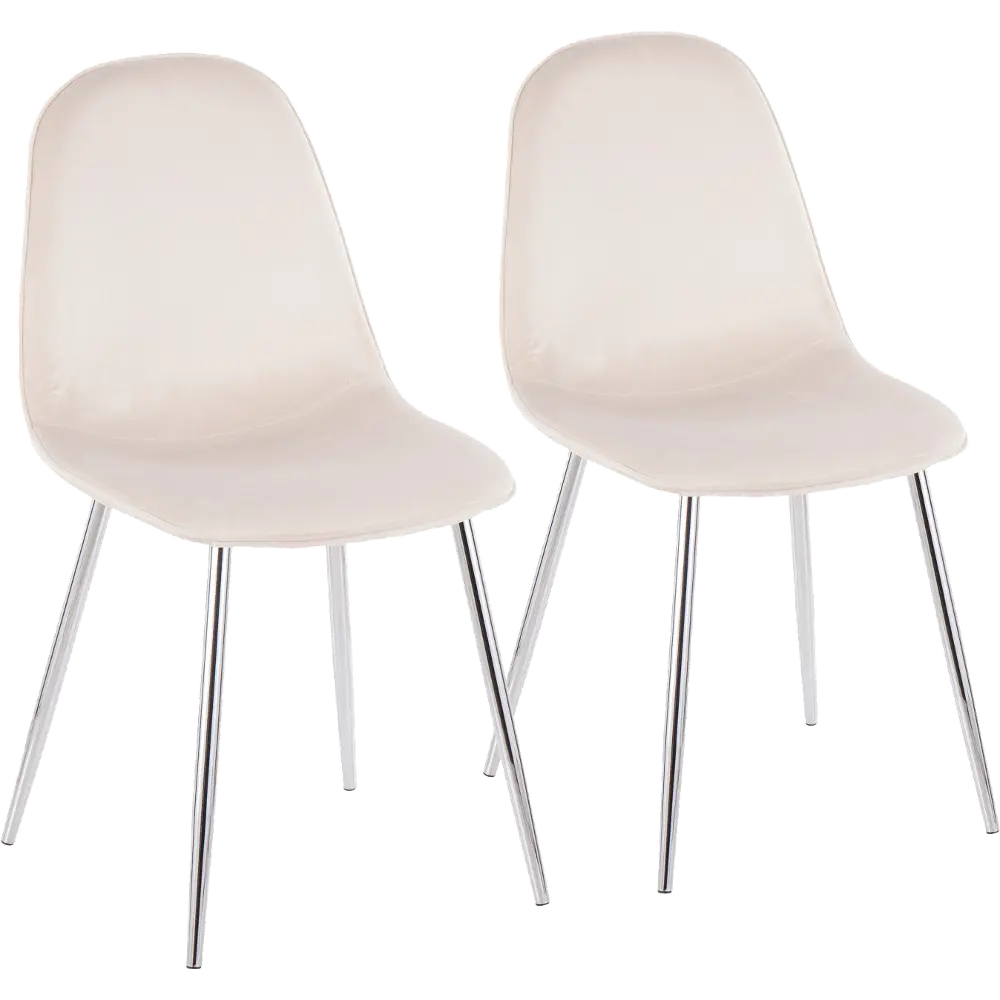 CH-PEBBLE SVVCR2 Contemporary Cream and Chrome Dining Room Chair (Set of 2) - Pebble-1