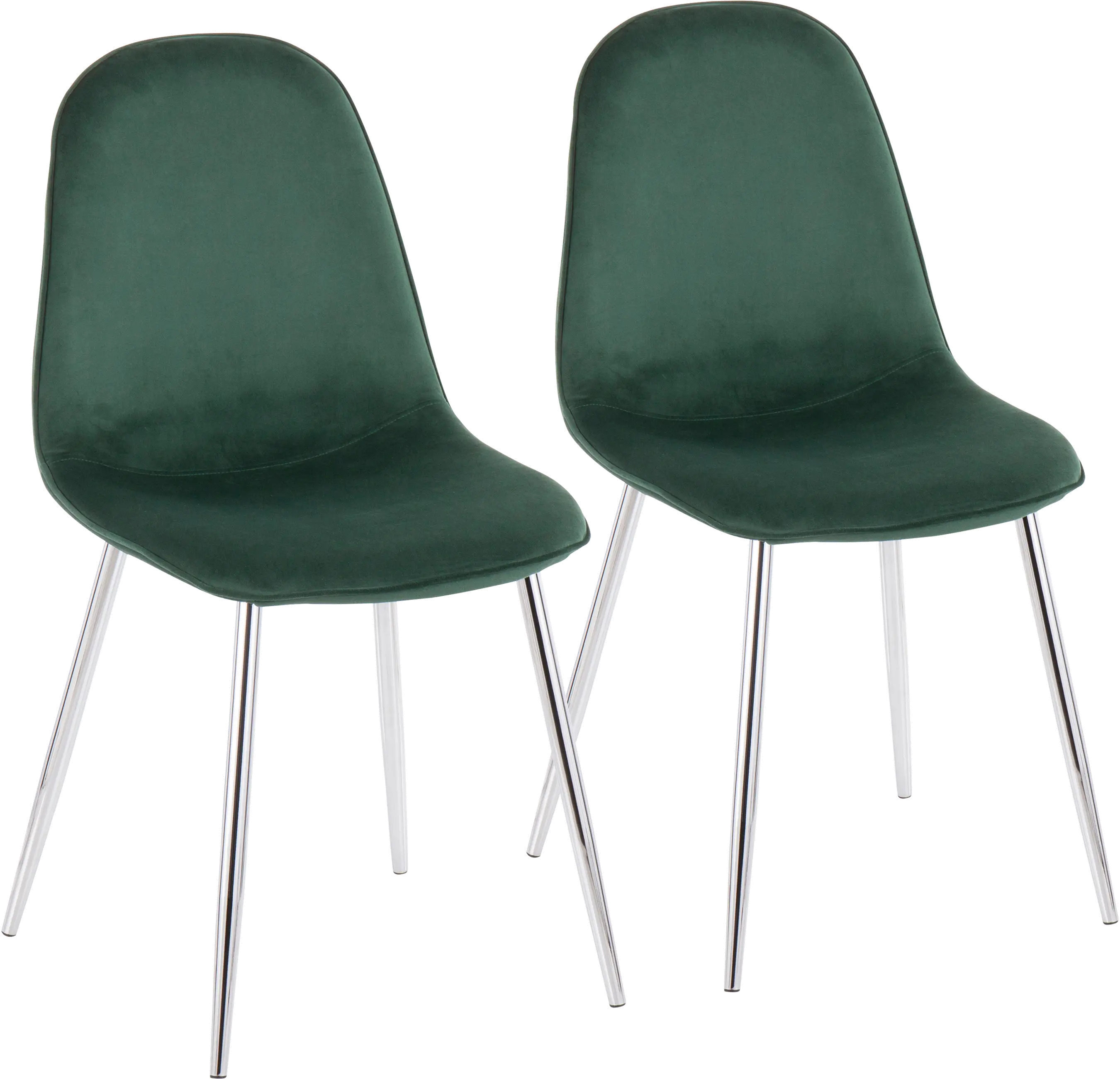 Contemporary Green and Chrome Dining Room Chair (Set of 2) - Pebble