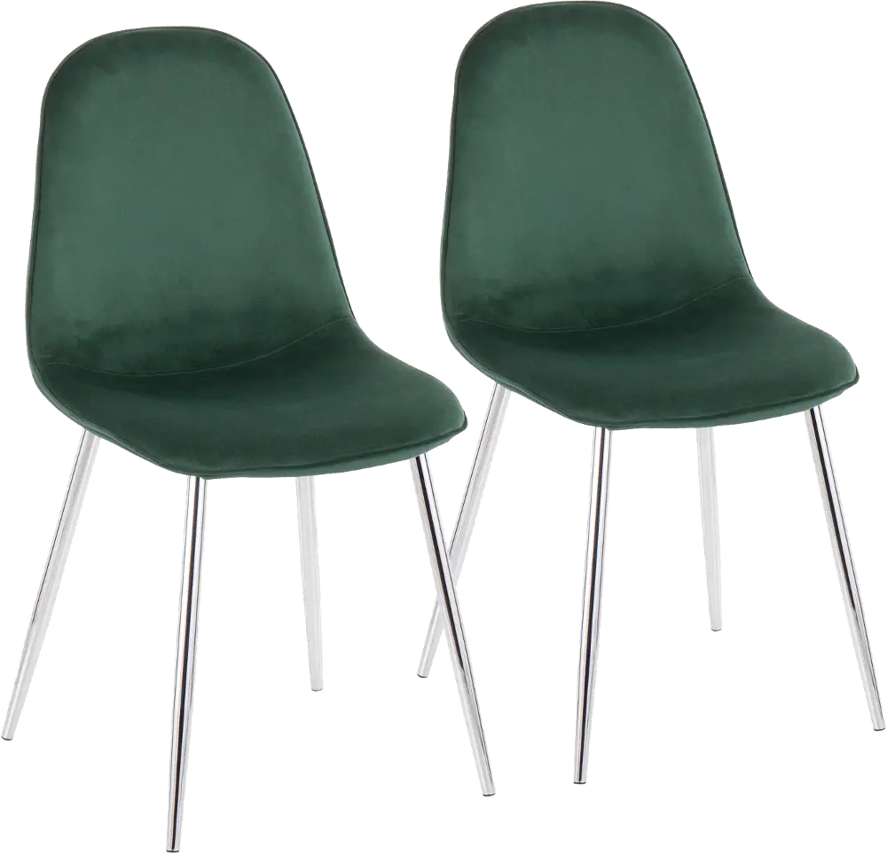 CH-PEBBLE SVVGN2 Contemporary Green and Chrome Dining Room Chair (Set of 2) - Pebble-1