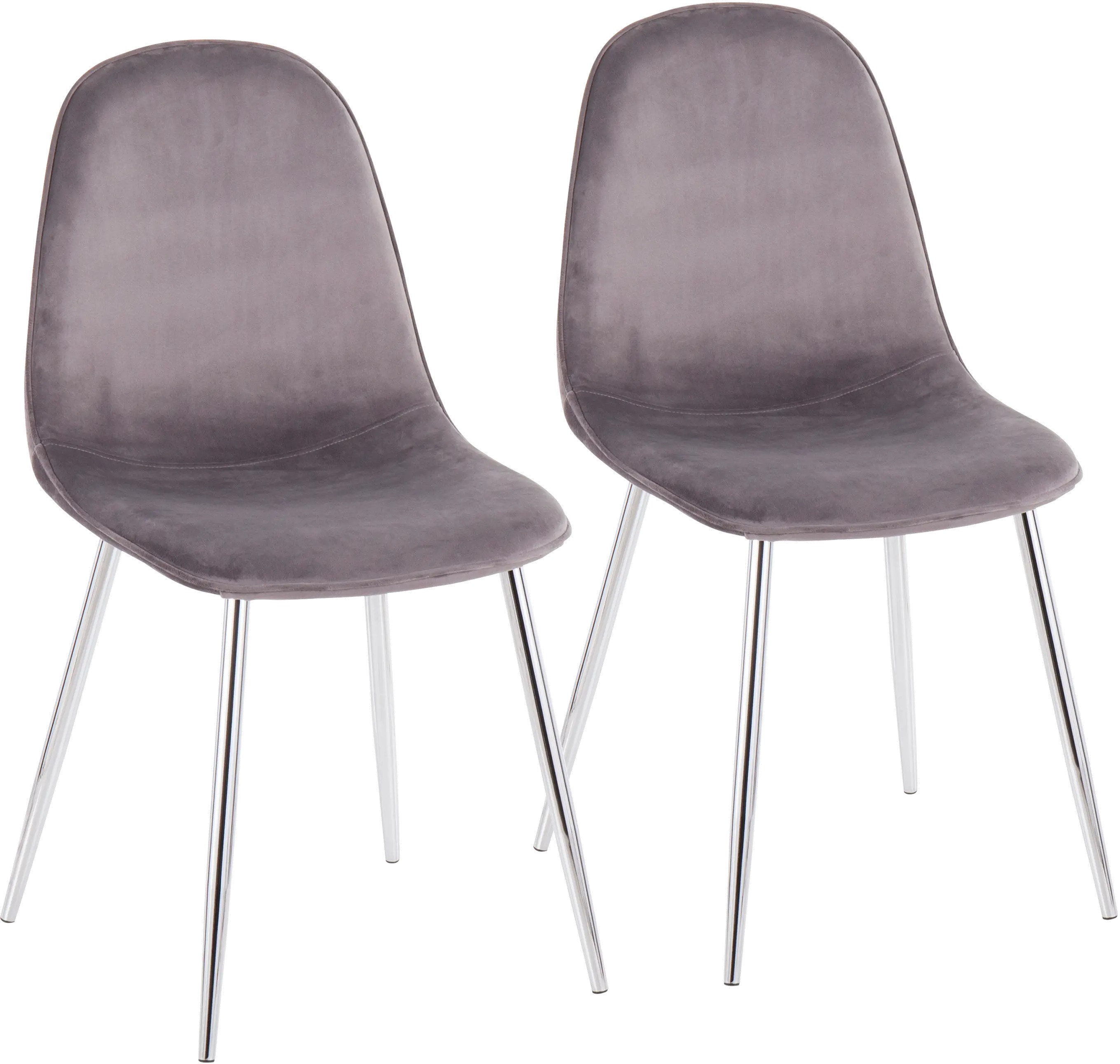 Contemporary Gray and Chrome Dining Room Chair (Set of 2) - Pebble