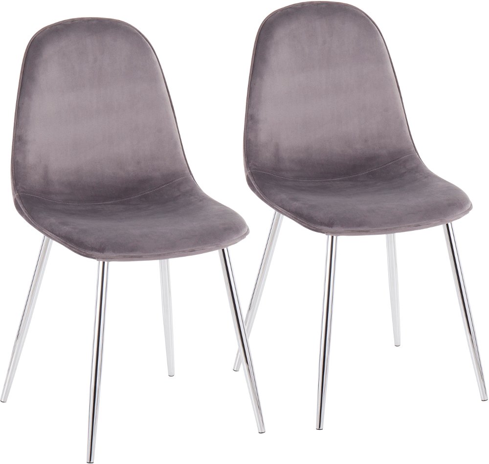 Contemporary Gray and Chrome Dining Room Chair (Set of 2) - Pebble