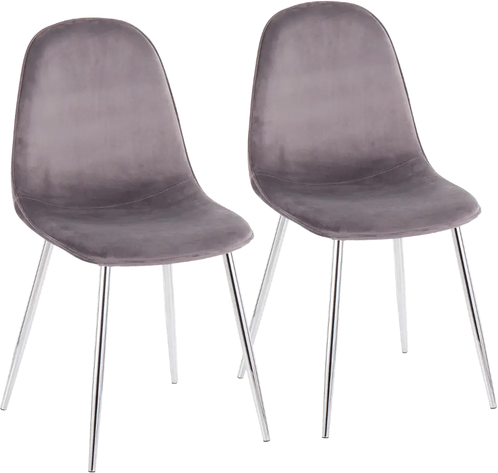 CH-PEBBLE SVVGY2 Contemporary Gray and Chrome Dining Room Chair (Set of 2) - Pebble-1
