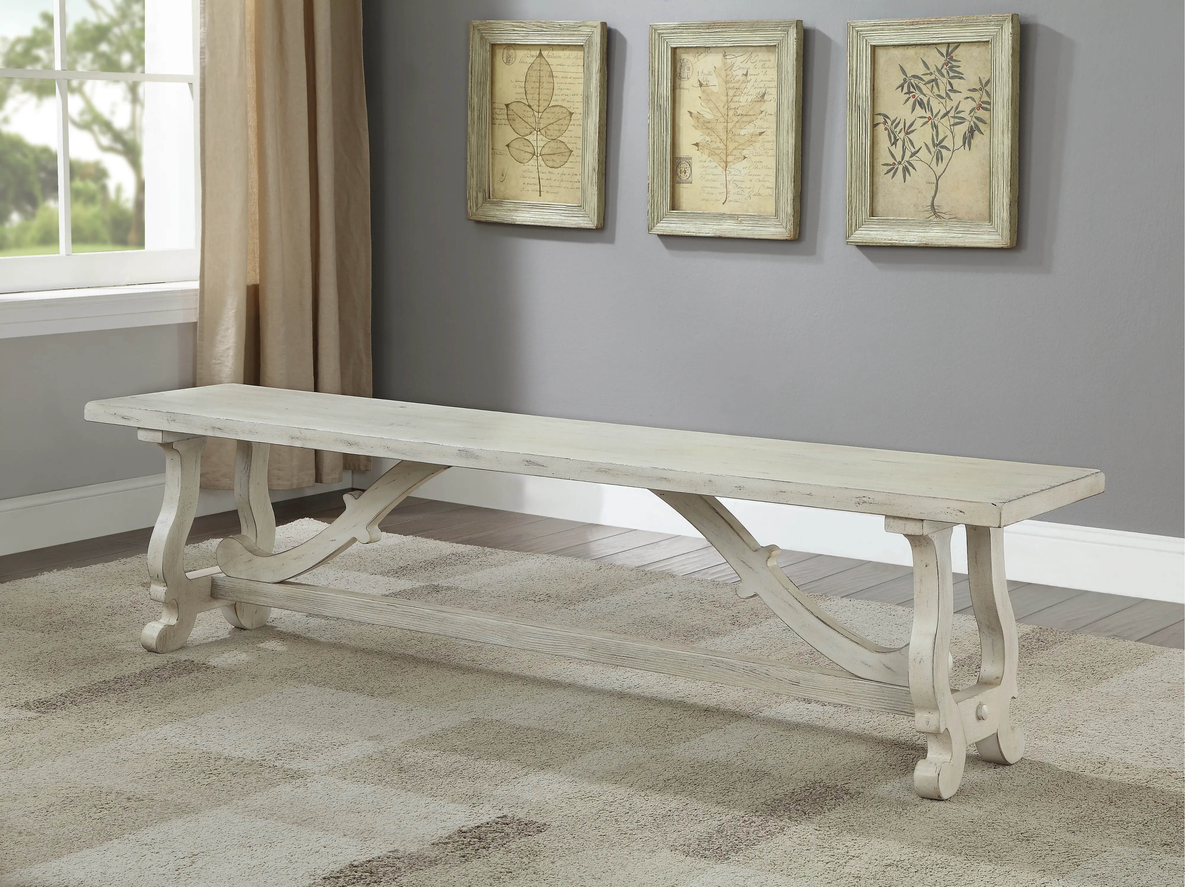 Traditional White Dining Room Bench - Orchard Park