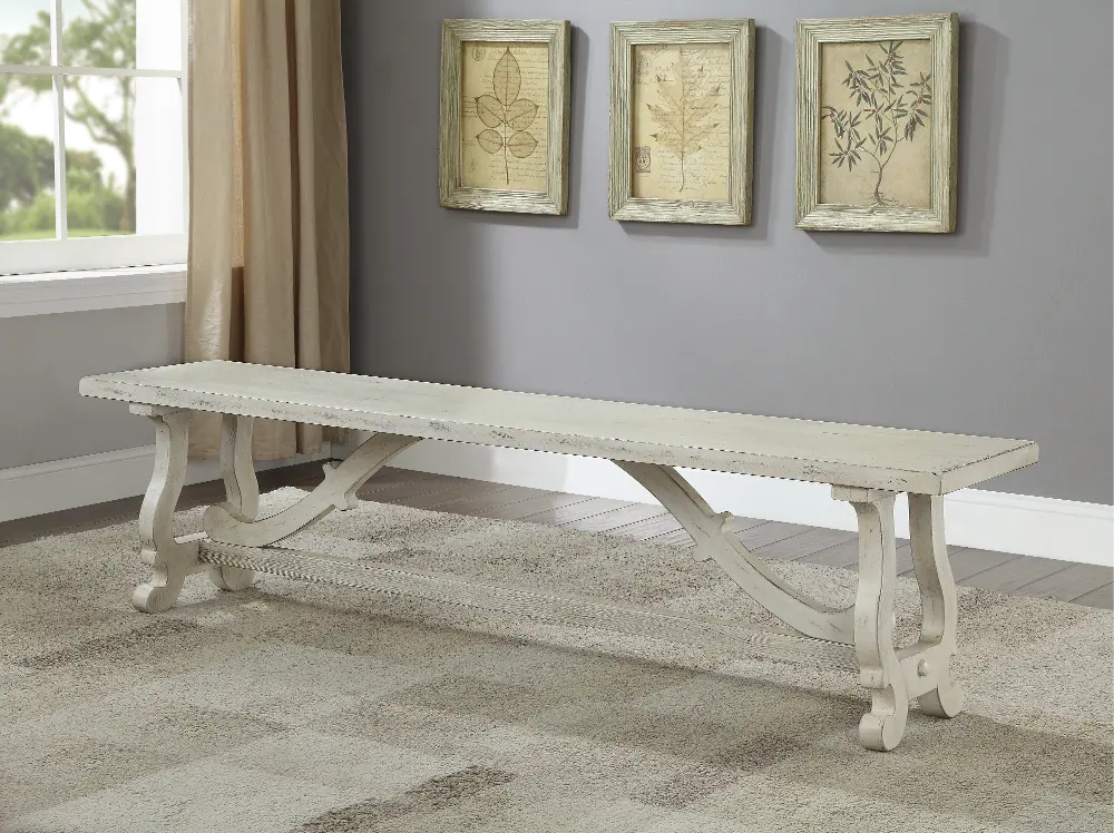 22607 Traditional White Dining Room Bench - Orchard Park-1