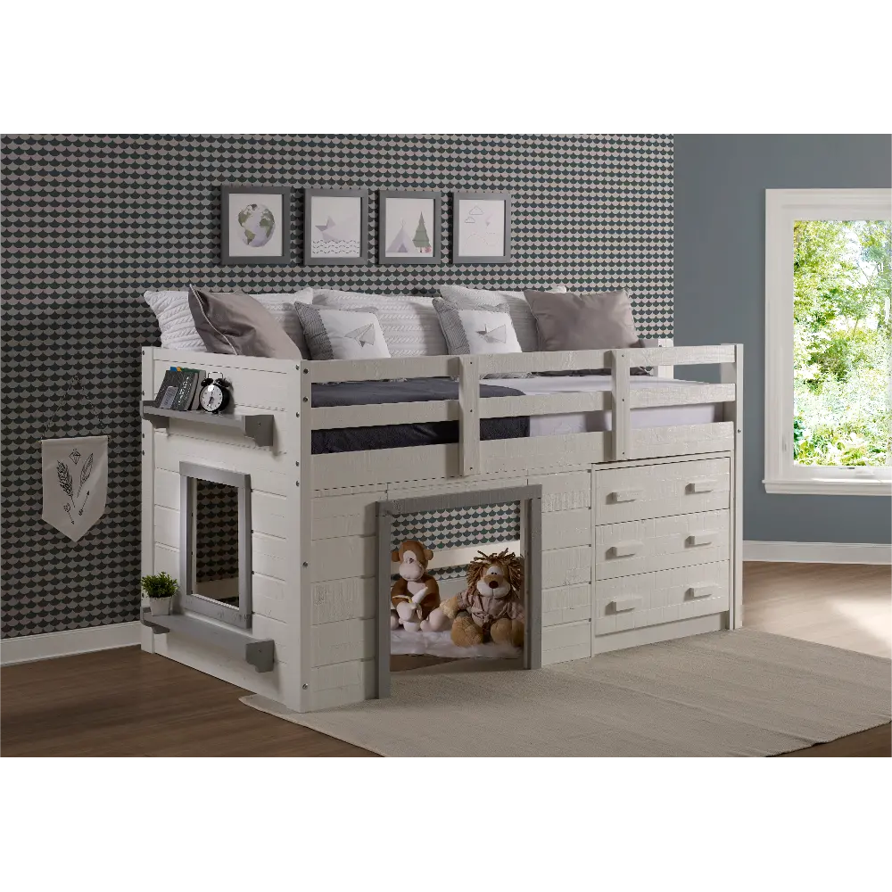 Sweet Dreams White and Gray Twin Low Loft Bed-1