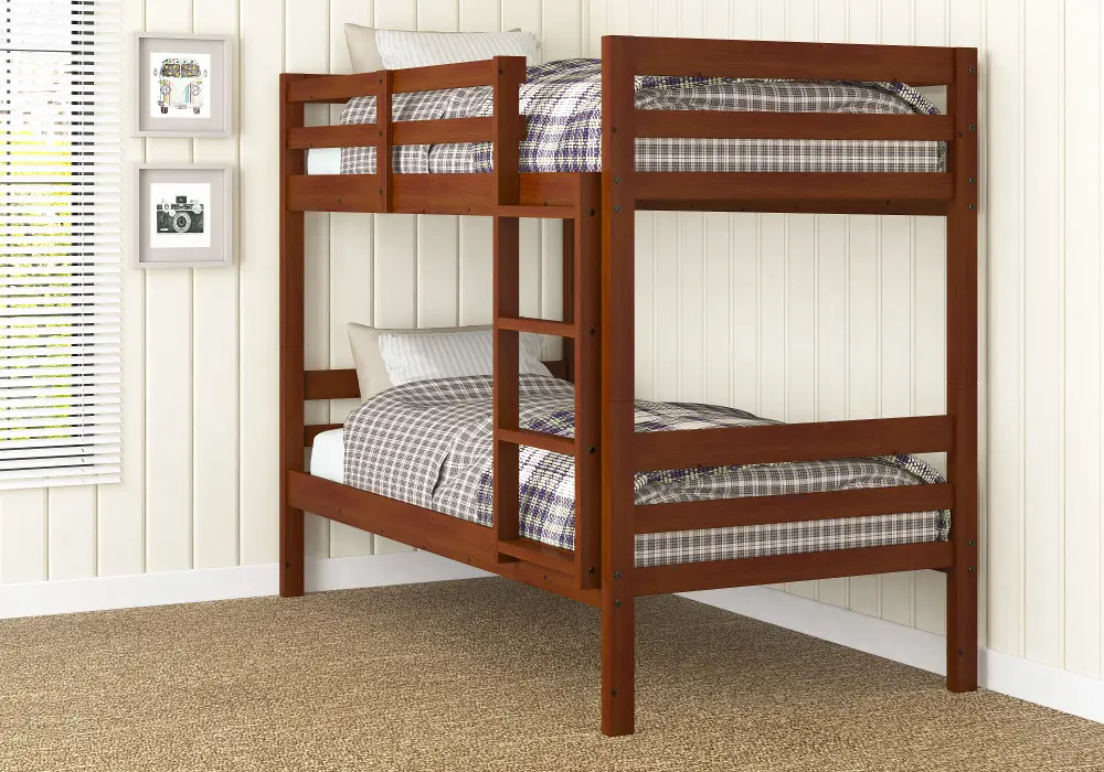 Classic Light Brown Twin over Twin Bunk Bed - Tupelo-1