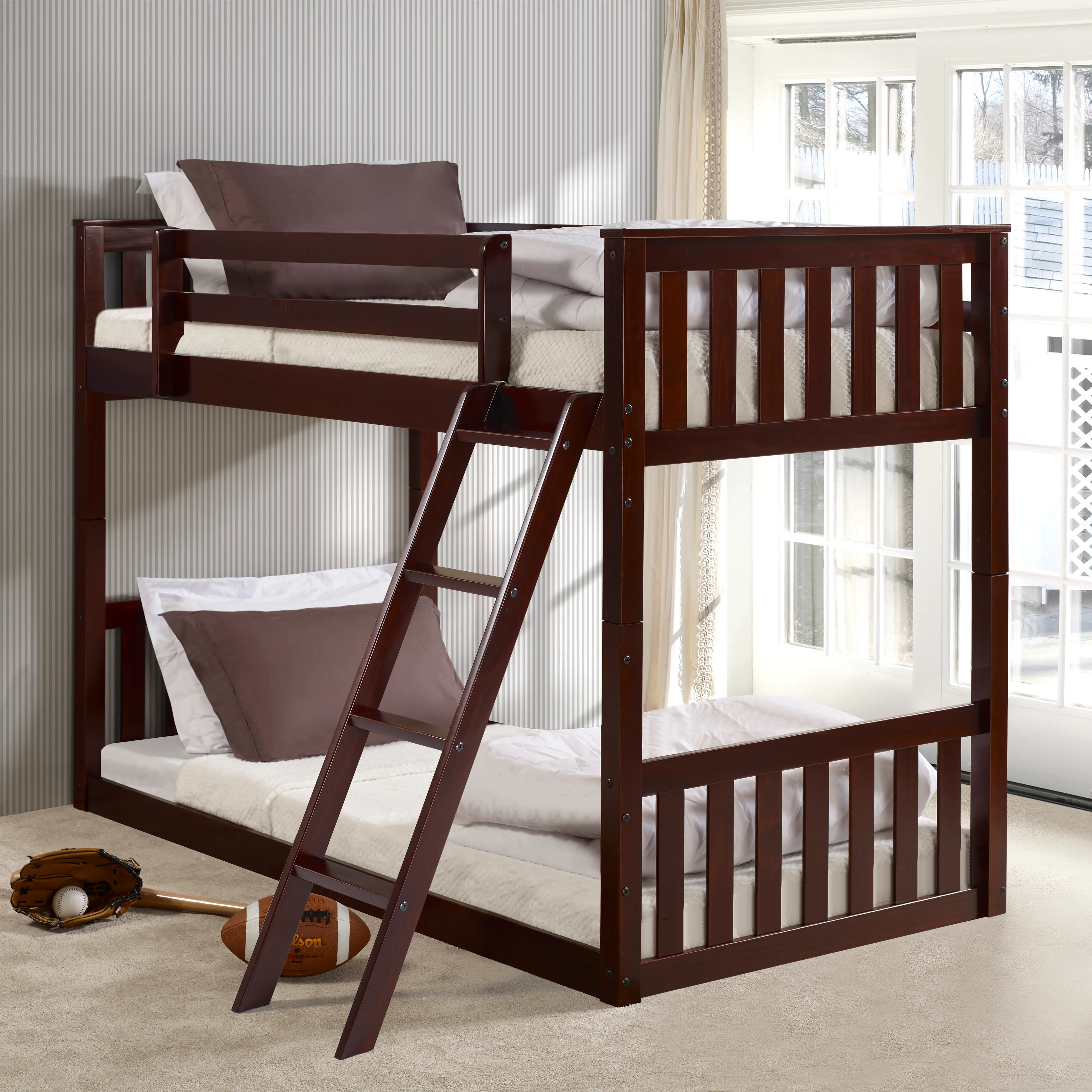 Photos - Bed Donco Trading Cappuccino Brown Twin over Twin Floor Bunk  201204-TTCP