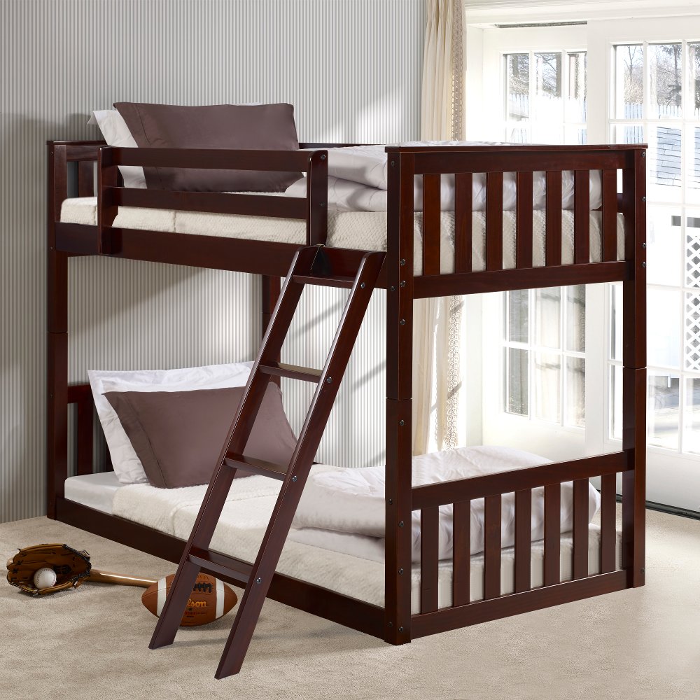 Cappuccino Brown Twin over Twin Floor Bunk Bed