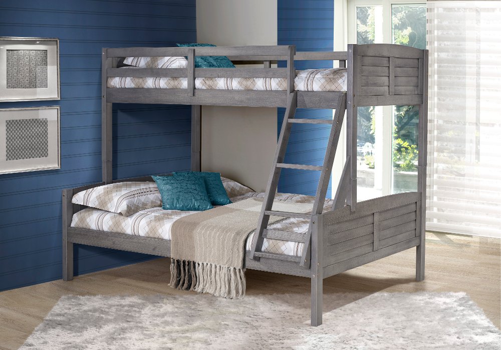 Antique Gray Twin over Full Bunk Bed - Louver