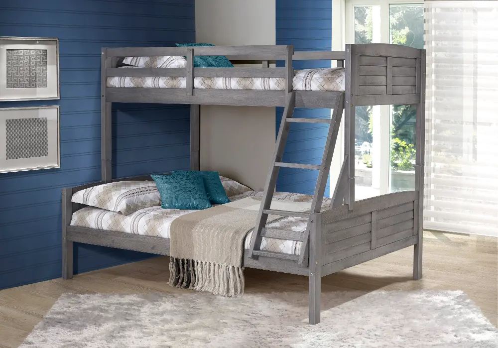 Antique Gray Twin over Full Bunk Bed - Louver-1