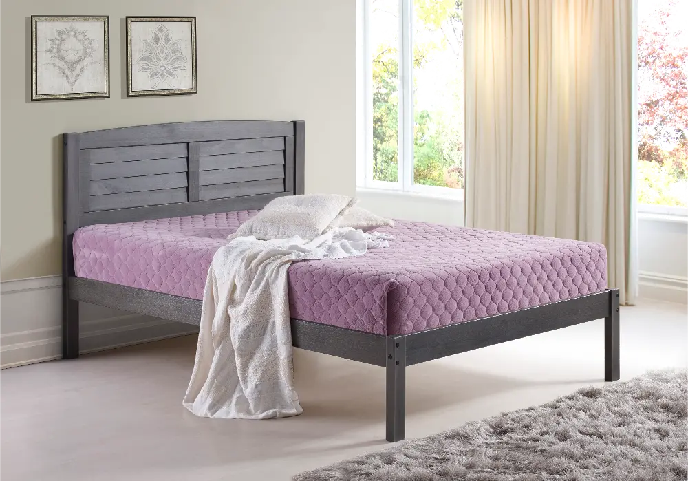 Antique Gray Full Platform Bed - Louver-1