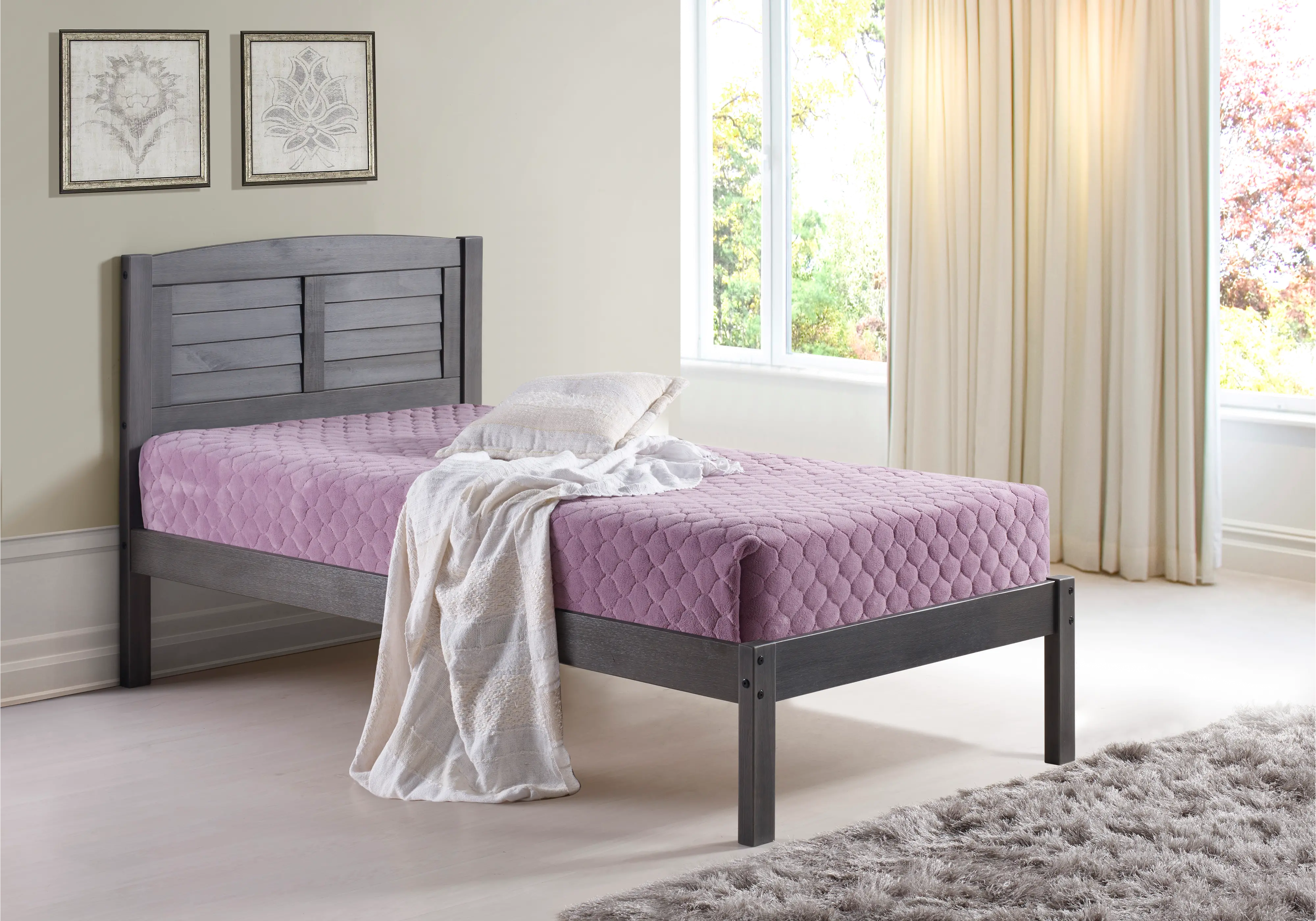 Photos - Bed Donco Trading Antique Gray Twin Platform  - Louver 212-TAG