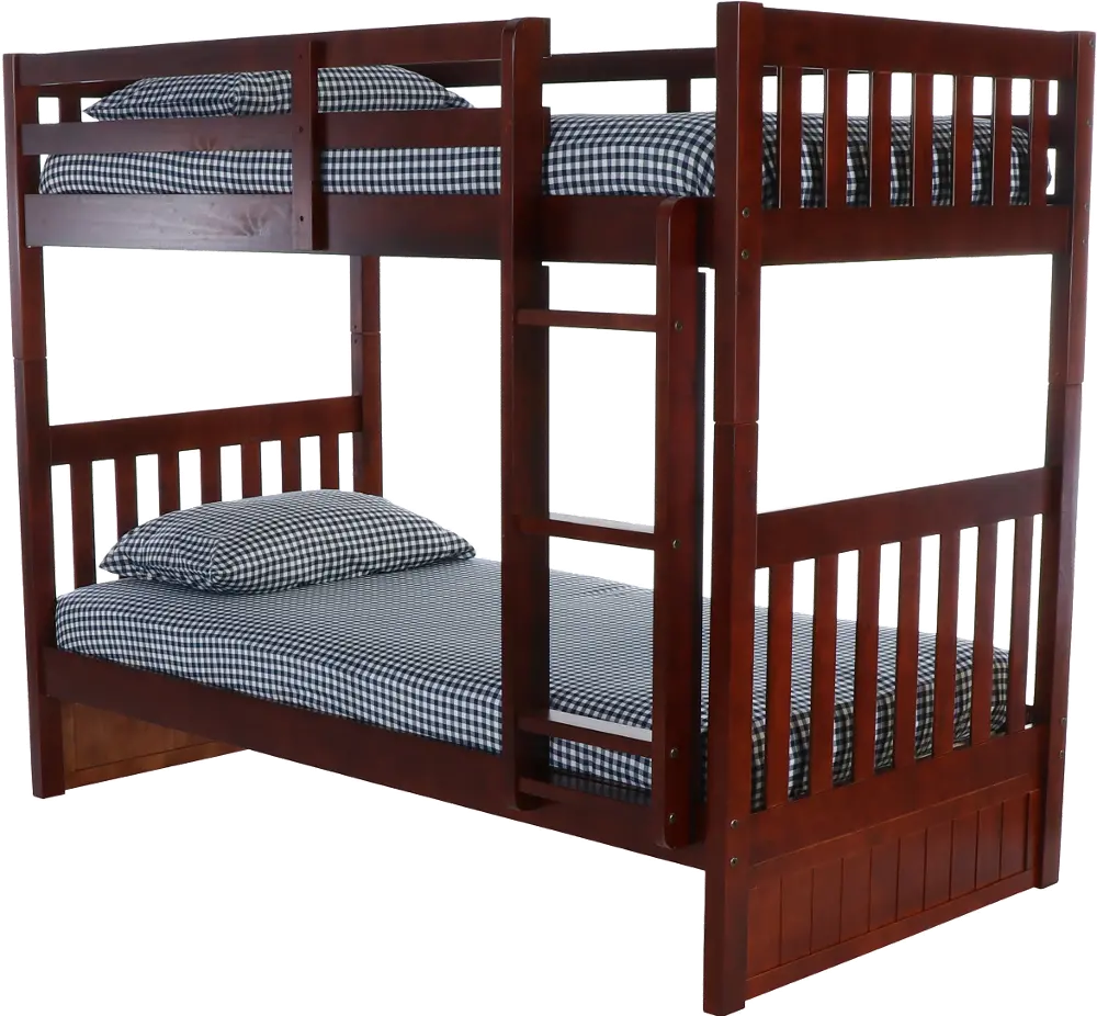 Mission Merlot Brown Twin over Twin Bunk Bed - Whitman-1