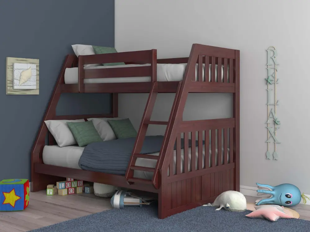 Mission Merlot Brown Twin over Full Bunk Bed - Whitman-1