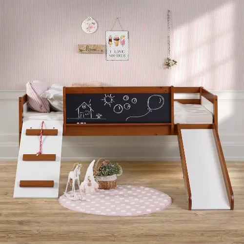 Art play junior low loft twin clearance bed in white wash