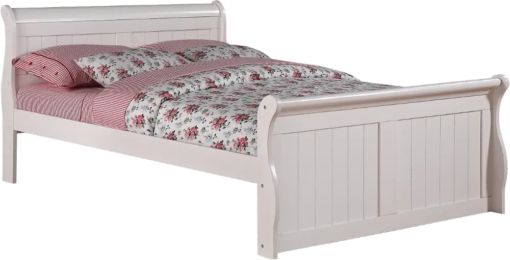 Traditional White Full Sleigh Bed - Madilyn-1