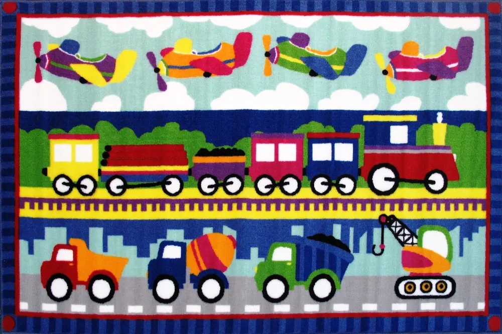 Truck, Trains and Plane Rug-1