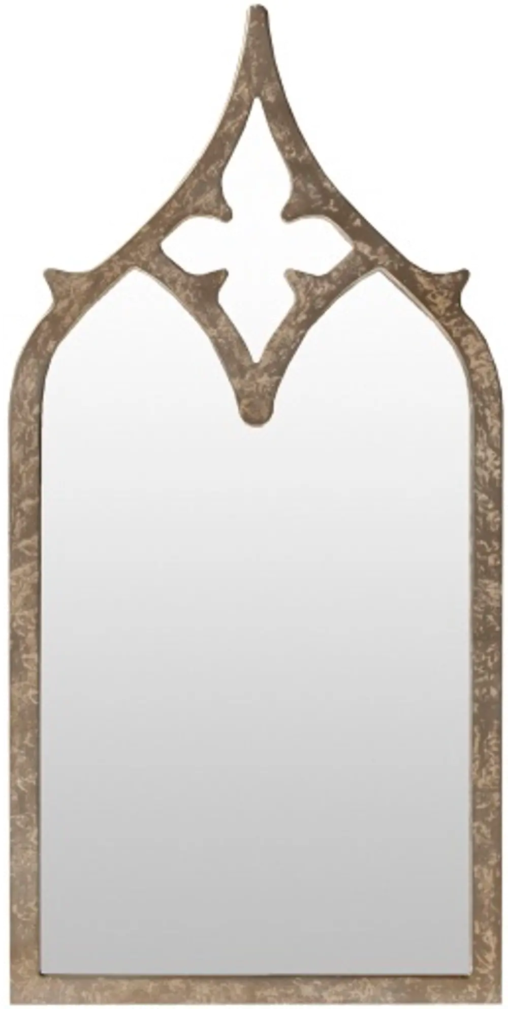 Weathered Gray Cathedral Crown Arch Wall Mirror - Serenade-1