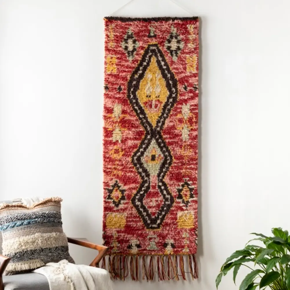 Pink and Mustard Global Woven Wall Hanging - Dirham-1