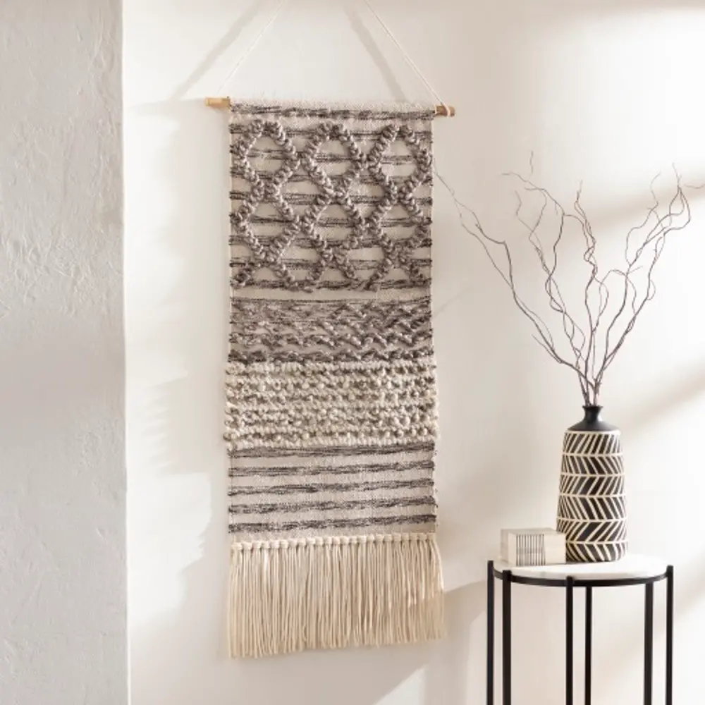 Beige and Gray Woven Wall Hanging - Nordia-1